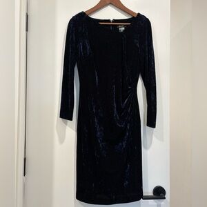 DKNY Midnight Blue Velvet Long Sleeve Dress